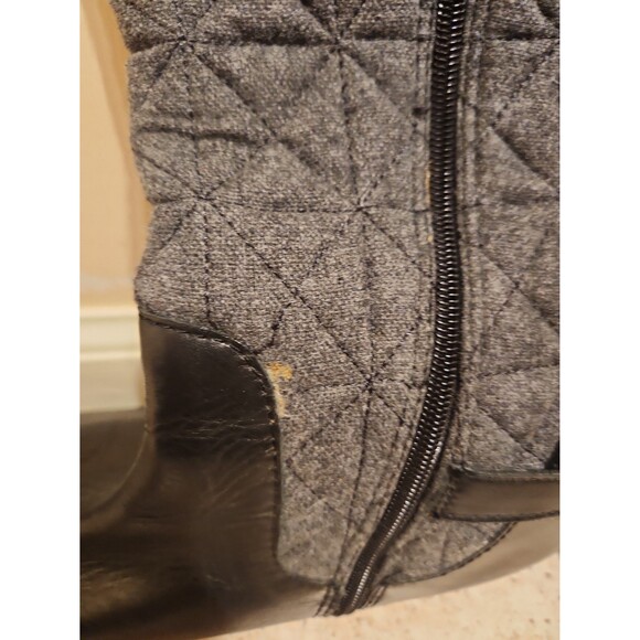 Franco Sarto "Penelope" Black Leather & Gray Wool-blend Tall Riding Boots Sz 9.5 - Picture 6 of 10